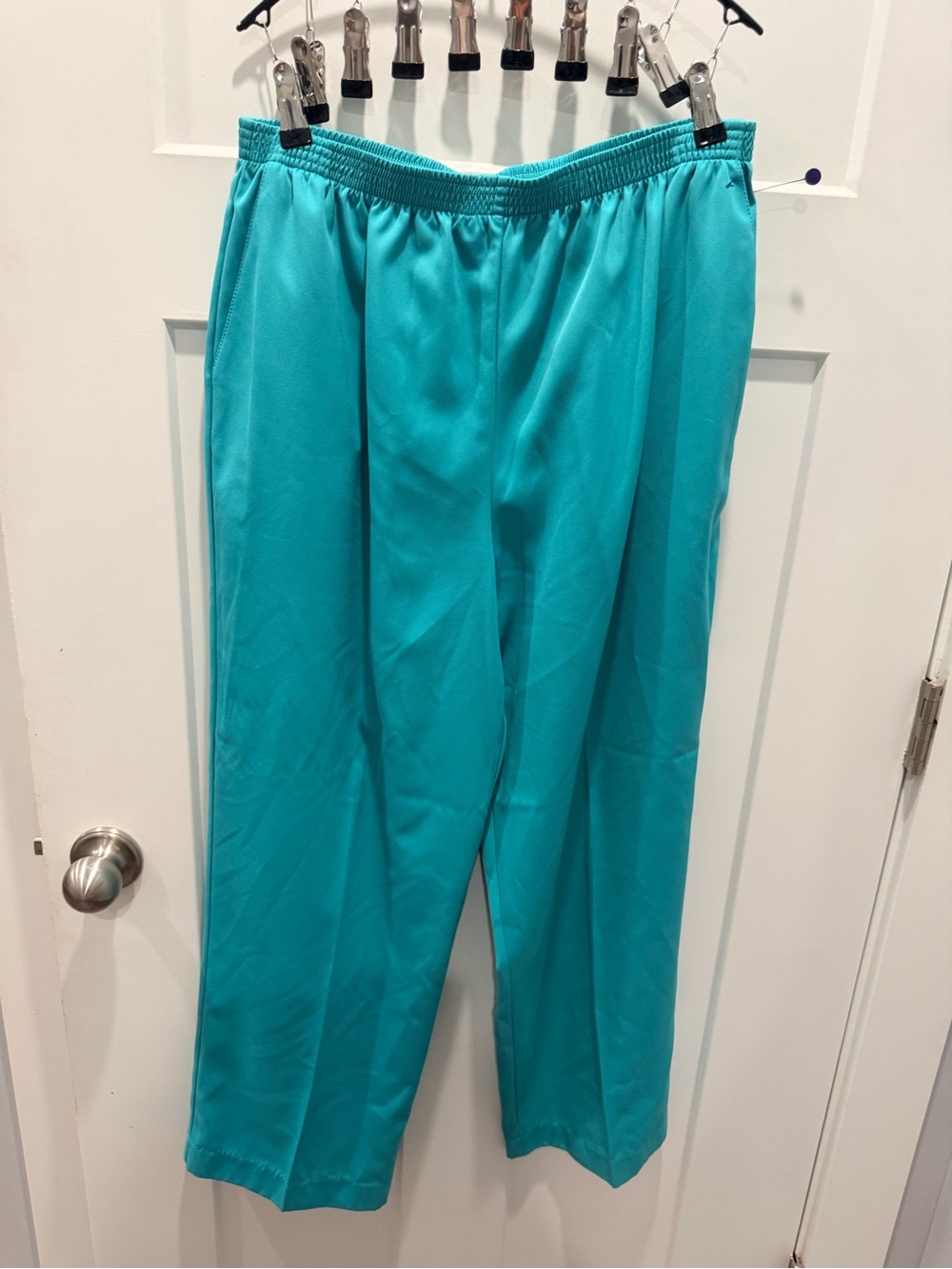 Alfred Dunner Turquoise Pull On Straight Leg Pants Size 16